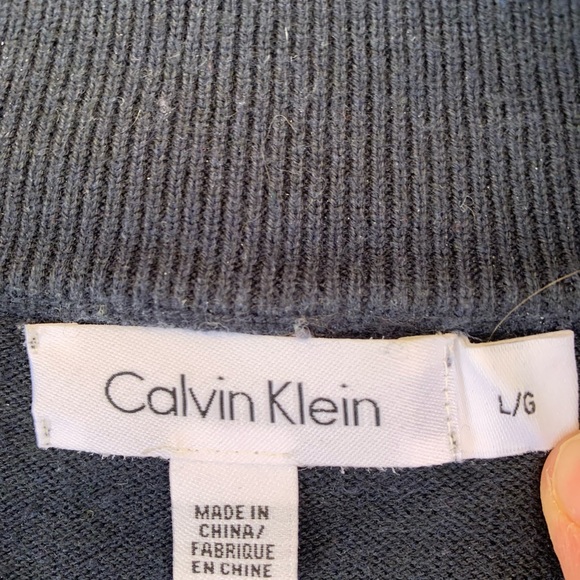⬇️MEN’S Calvin Klein Men’s 1/4 Zip Navy Blue Sweater, Sz Large - Picture 4 of 4